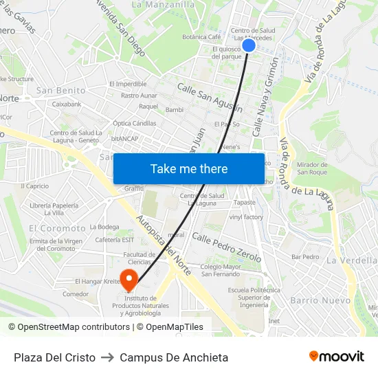 Plaza Del Cristo to Campus De Anchieta map