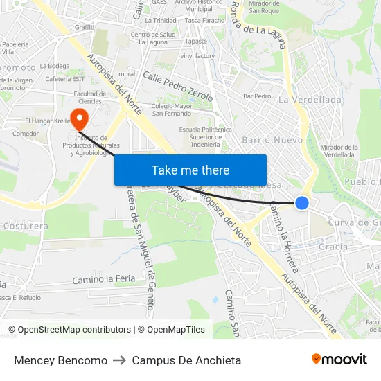 Mencey Bencomo to Campus De Anchieta map