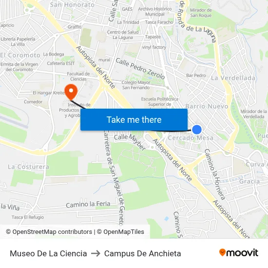 Museo De La Ciencia to Campus De Anchieta map