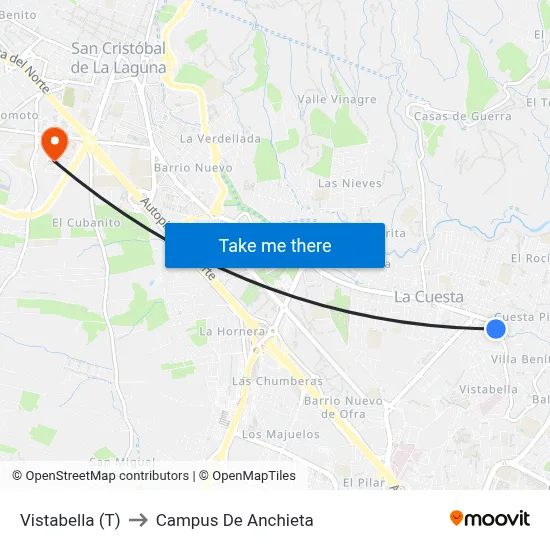 Vistabella (T) to Campus De Anchieta map