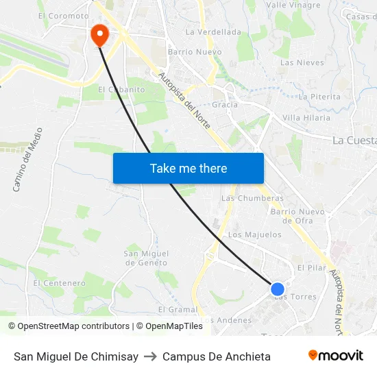 San Miguel De Chimisay to Campus De Anchieta map