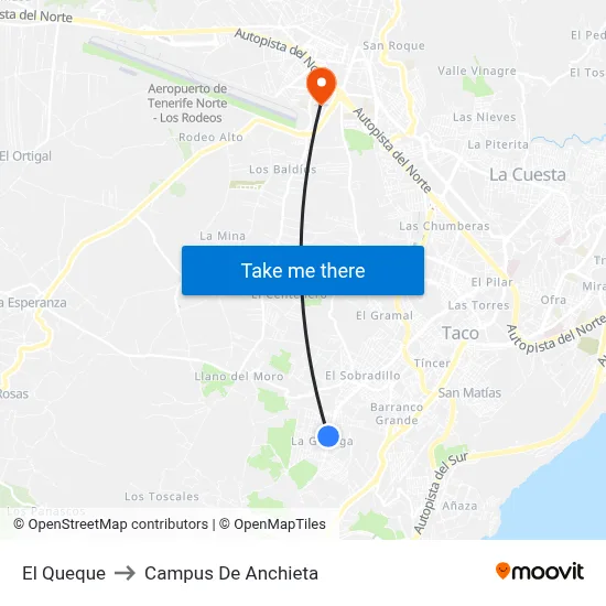 El Queque to Campus De Anchieta map