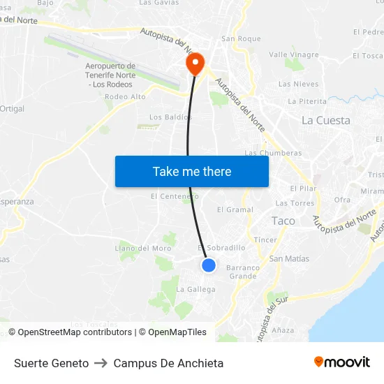 Suerte Geneto to Campus De Anchieta map