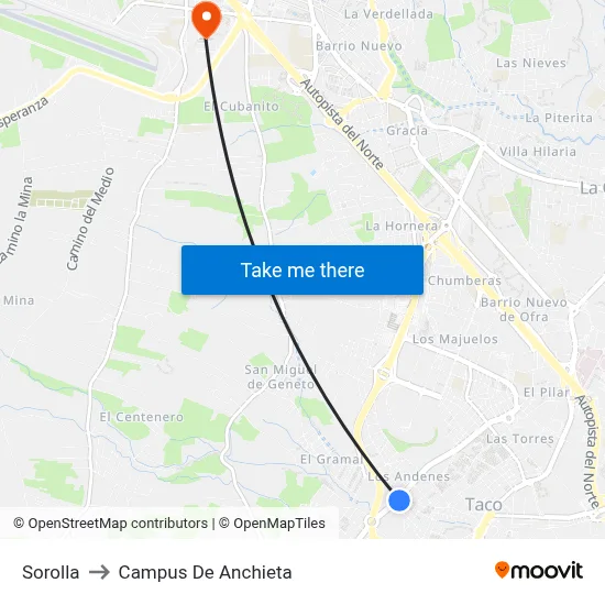 Sorolla to Campus De Anchieta map