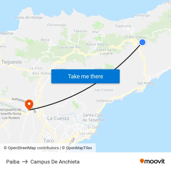 Paiba to Campus De Anchieta map