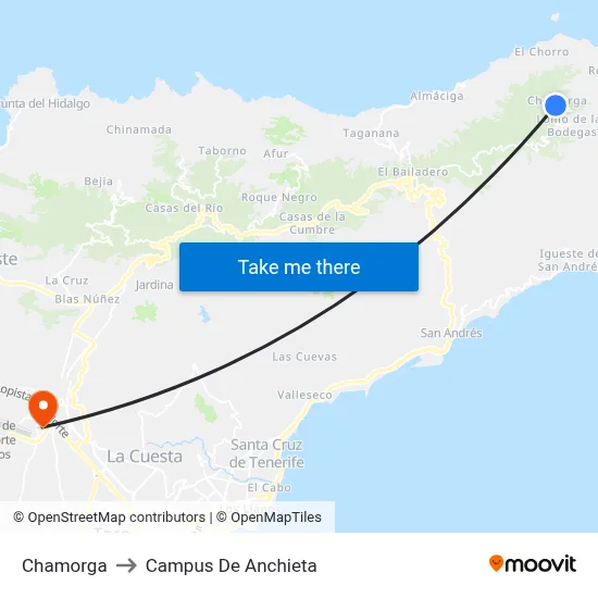 Chamorga to Campus De Anchieta map