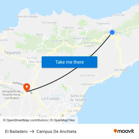 El Bailadero to Campus De Anchieta map