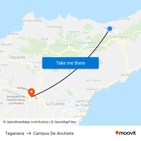 Taganana to Campus De Anchieta map