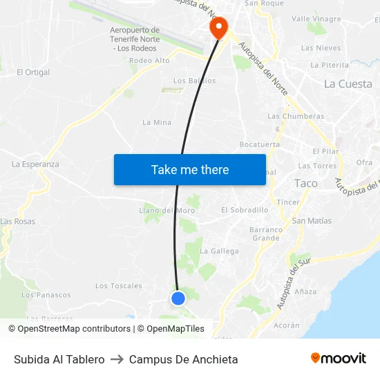 Subida Al Tablero to Campus De Anchieta map
