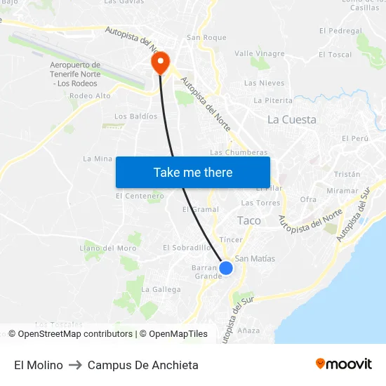 El Molino to Campus De Anchieta map