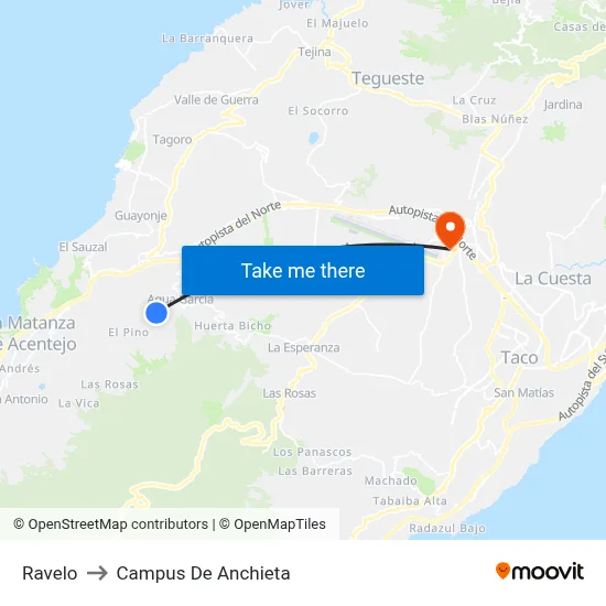 Ravelo to Campus De Anchieta map
