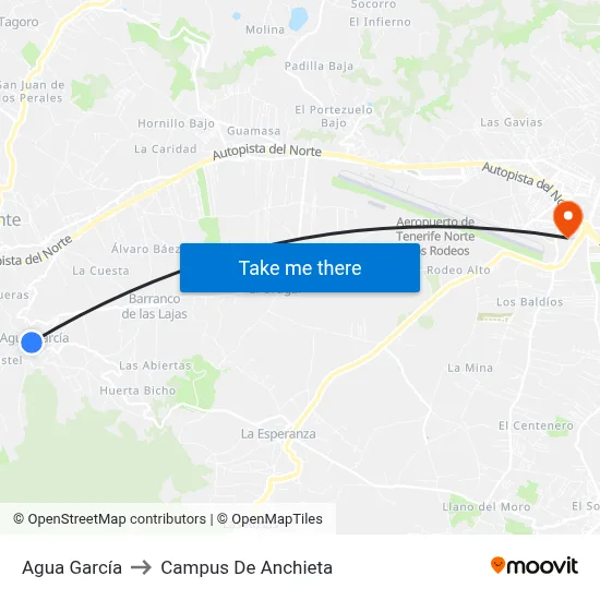 Agua García to Campus De Anchieta map