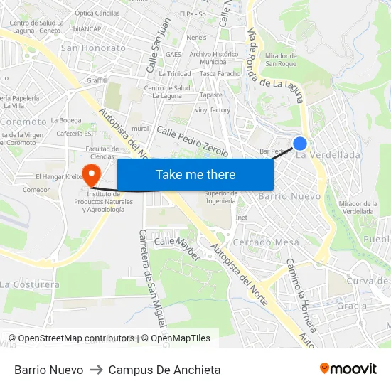 Barrio Nuevo to Campus De Anchieta map