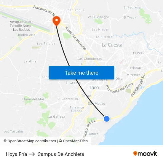 Hoya Fría to Campus De Anchieta map