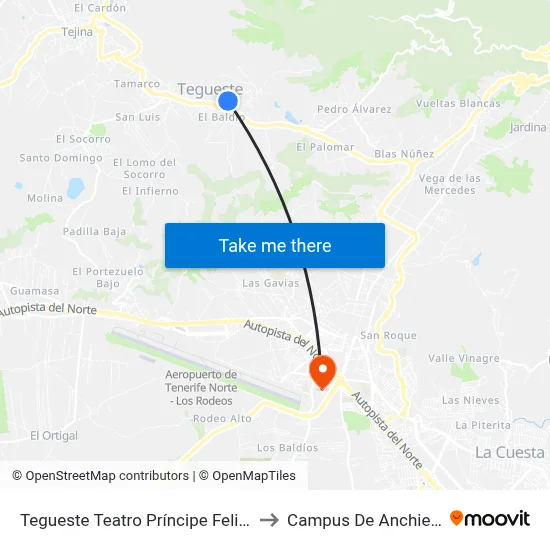 La Placeta to Campus De Anchieta map