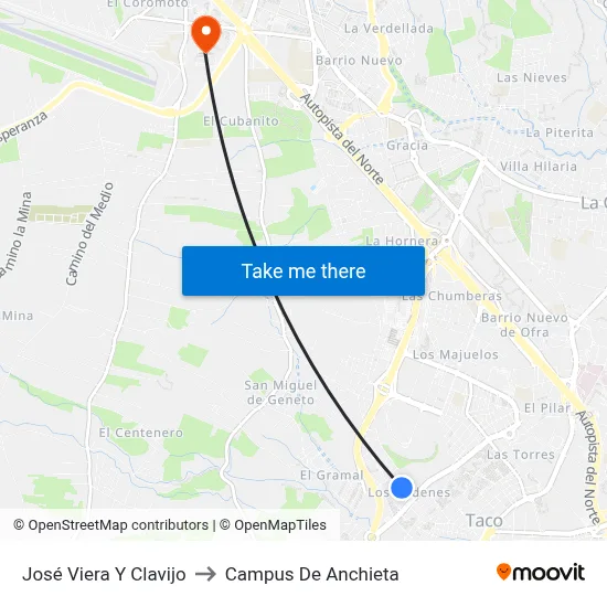 José Viera Y Clavijo to Campus De Anchieta map