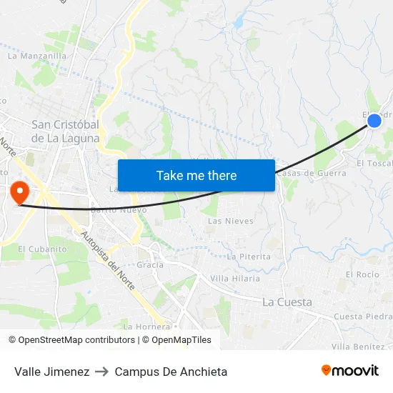 Valle Jimenez to Campus De Anchieta map