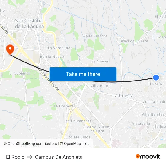 El Rocio to Campus De Anchieta map