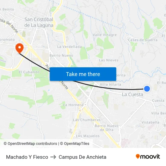 Machado Y Fiesco to Campus De Anchieta map