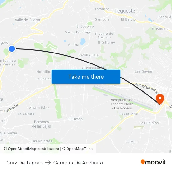 Cruz De Tagoro to Campus De Anchieta map