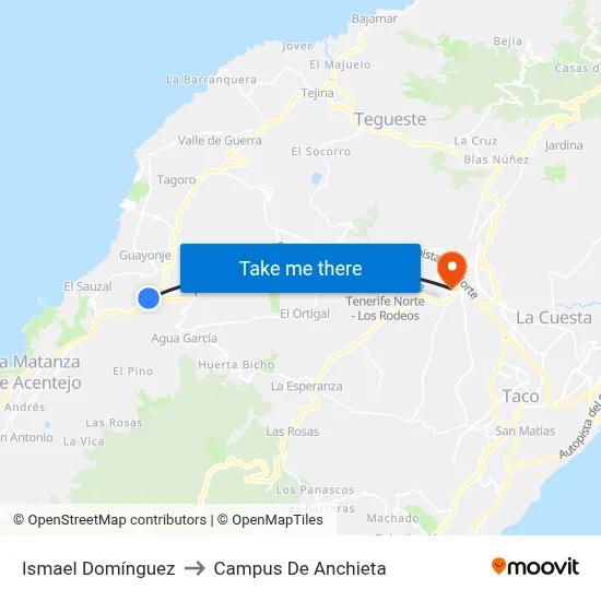 Ismael Domínguez to Campus De Anchieta map