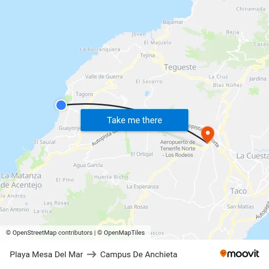 Playa Mesa Del Mar to Campus De Anchieta map
