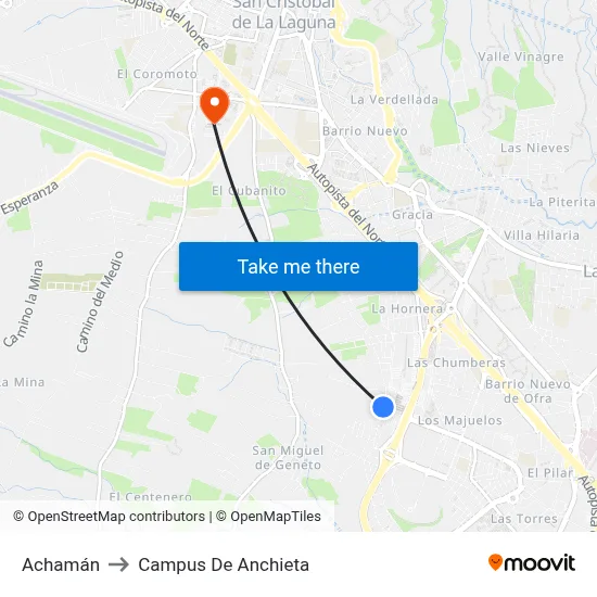 Achamán to Campus De Anchieta map