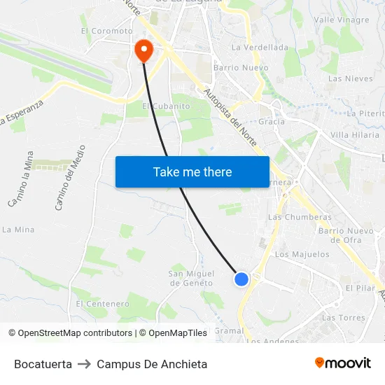 Bocatuerta to Campus De Anchieta map