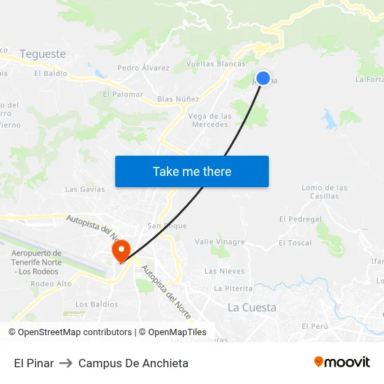 El Pinar to Campus De Anchieta map