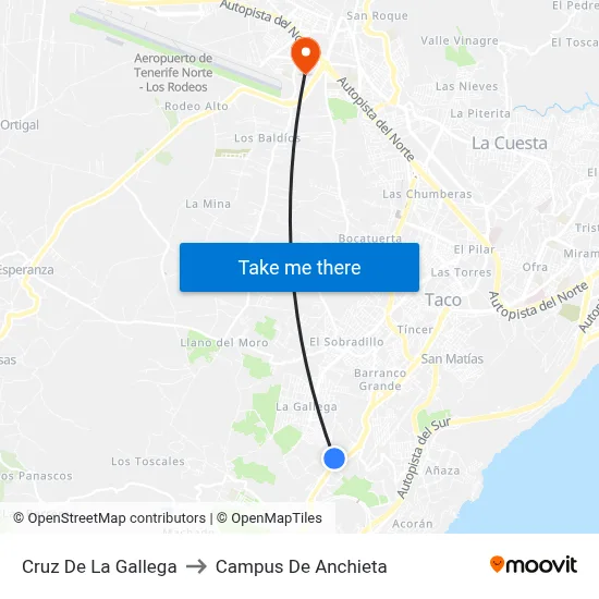 Cruz De La Gallega to Campus De Anchieta map