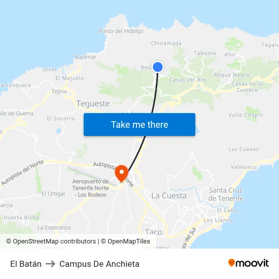 El Batán to Campus De Anchieta map