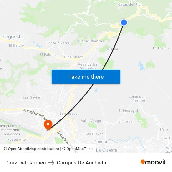 Cruz Del Carmen to Campus De Anchieta map