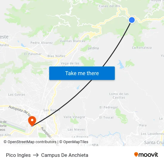 Pico Ingles to Campus De Anchieta map