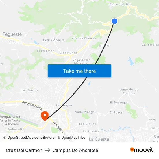Cruz Del Carmen to Campus De Anchieta map