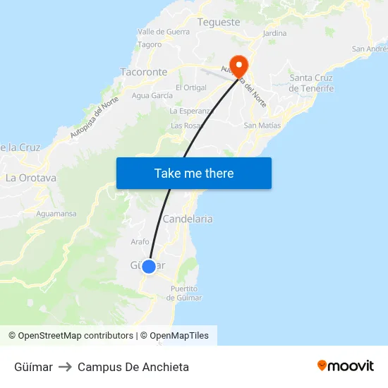 Güímar to Campus De Anchieta map