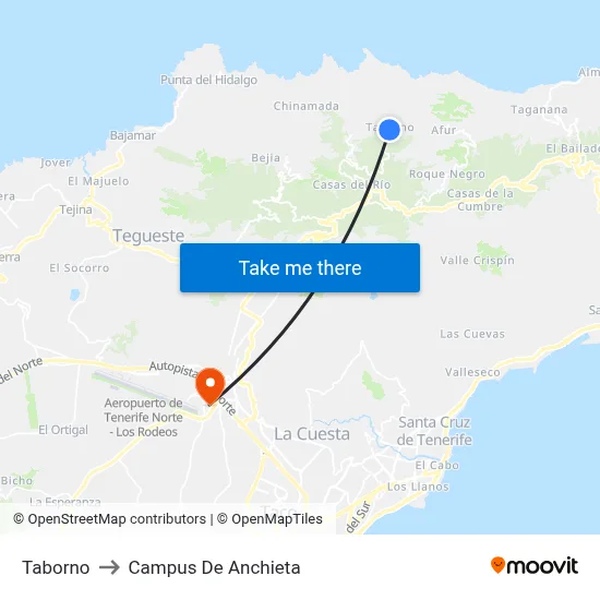 Taborno to Campus De Anchieta map