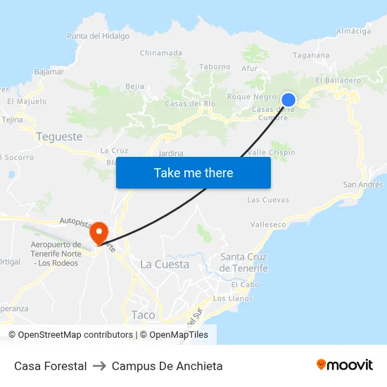 Casa Forestal to Campus De Anchieta map