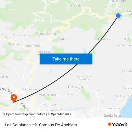 Los Catalanes to Campus De Anchieta map