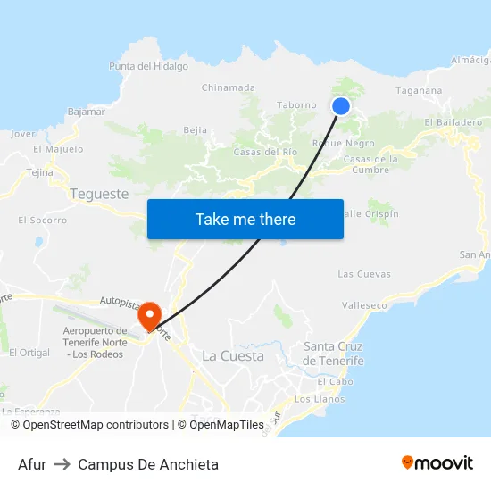 Afur to Campus De Anchieta map