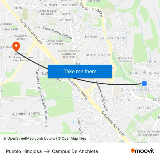 Pueblo Hinojosa to Campus De Anchieta map