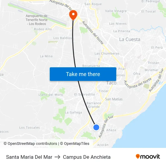 Santa Maria Del Mar to Campus De Anchieta map