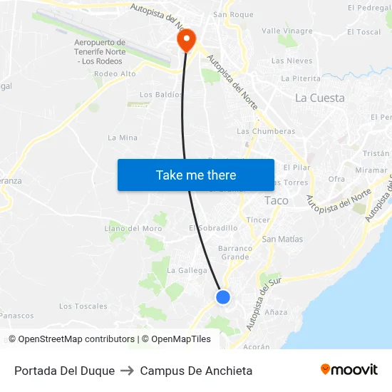 Portada  Del Duque to Campus De Anchieta map