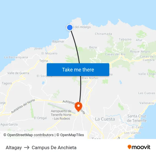 Altagay to Campus De Anchieta map