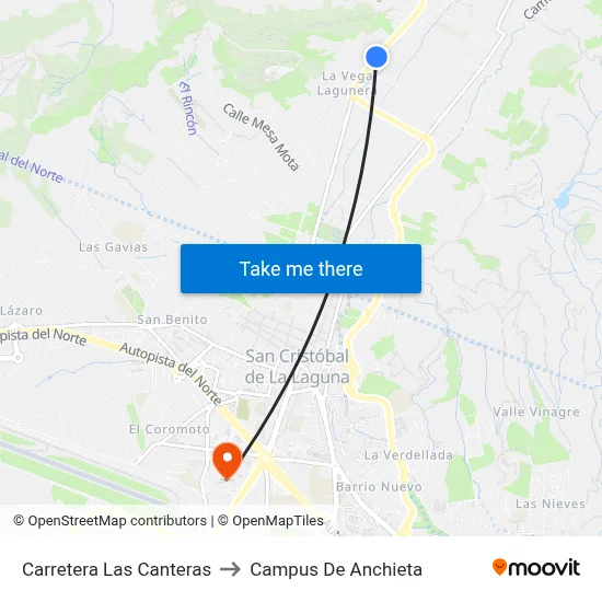 Carretera Las Canteras to Campus De Anchieta map