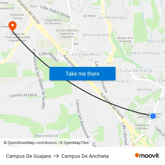 Campus De Guajara to Campus De Anchieta map