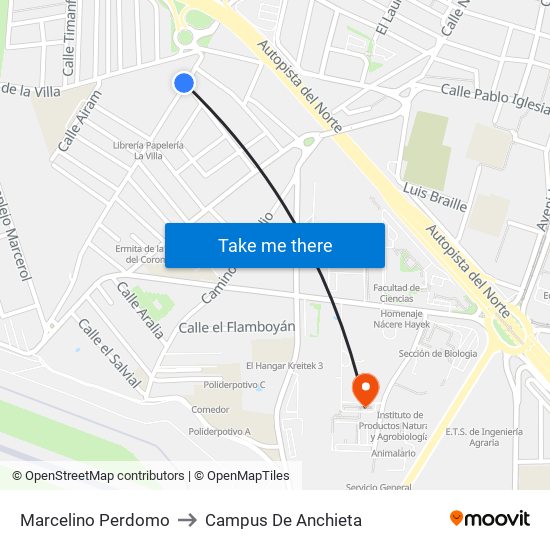 Marcelino Perdomo to Campus De Anchieta map