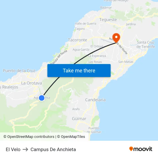 El Velo to Campus De Anchieta map