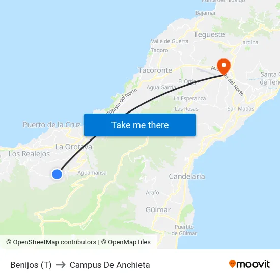 Benijos (T) to Campus De Anchieta map