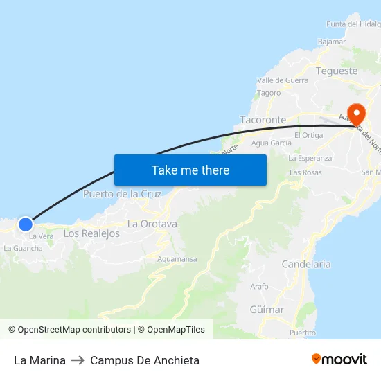 La Marina to Campus De Anchieta map