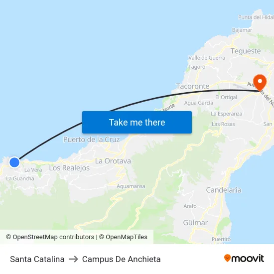 Santa Catalina to Campus De Anchieta map